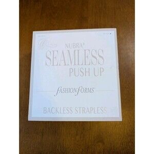 NuBra Fashion Forms Seamless Push Up Adhesive Bra Backless Strapless Nude Size D